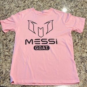 Pink Messi G.O.A.T. Kids Short Sleeve Tee